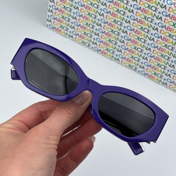 D&G DX6003 KIDS 333587 BRAND NEW Sunglasses Crystal Purple Grey Cat Eye Kids